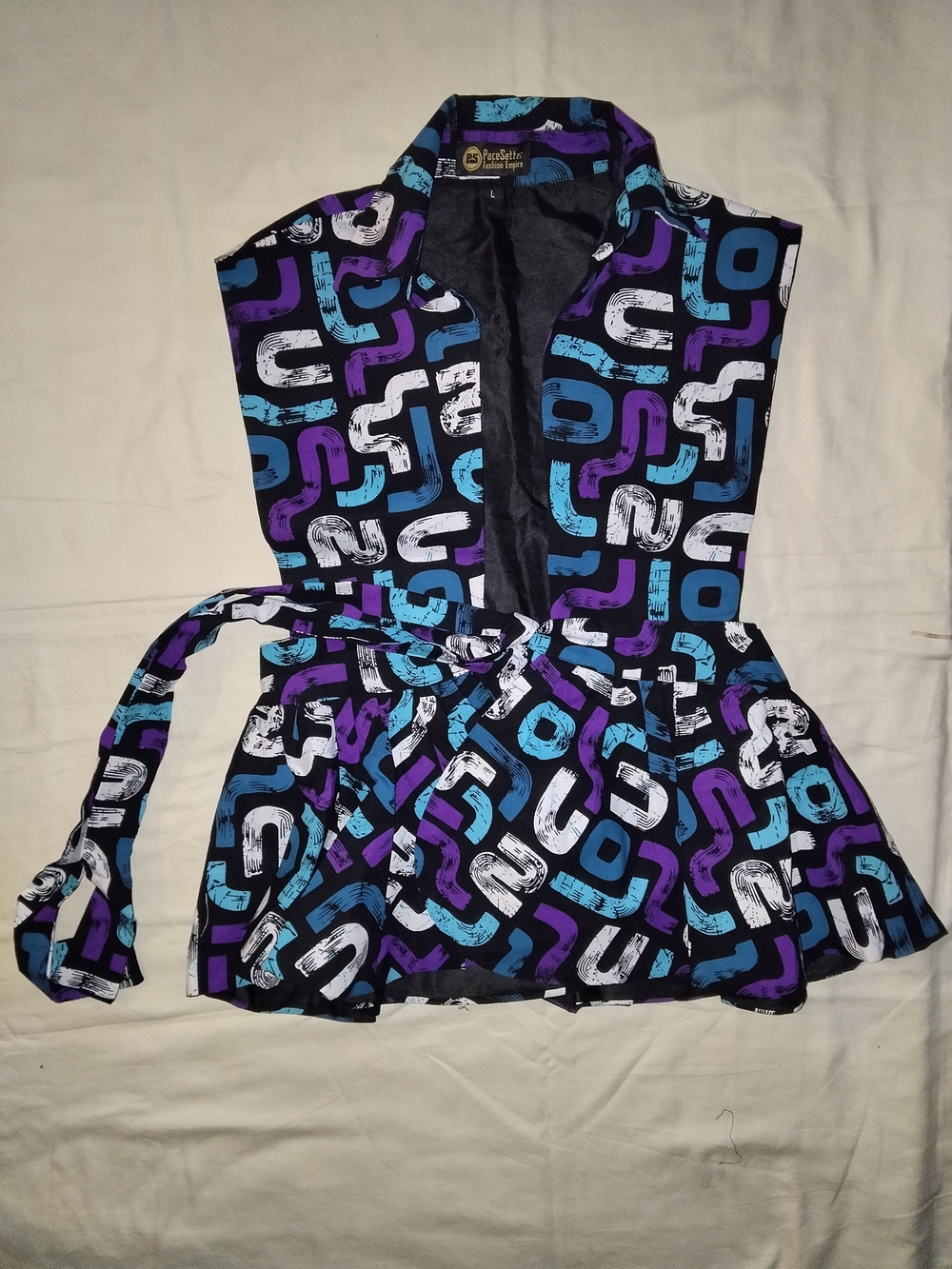 PaceSetter Fashion Empire Printed Vest in Black, Blue & Purple